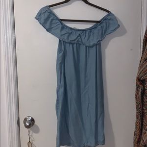 Girls Off the Shoulder Jean Dress